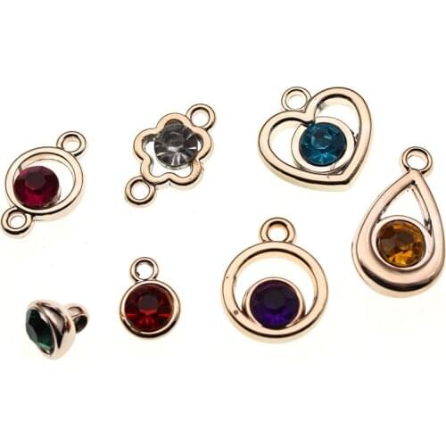 20pcs rose gold Mixed Color Clear Rhinestone CCB Plastic Charms for Jewelry Making Bracelets Connector fit Earring DIY Findings