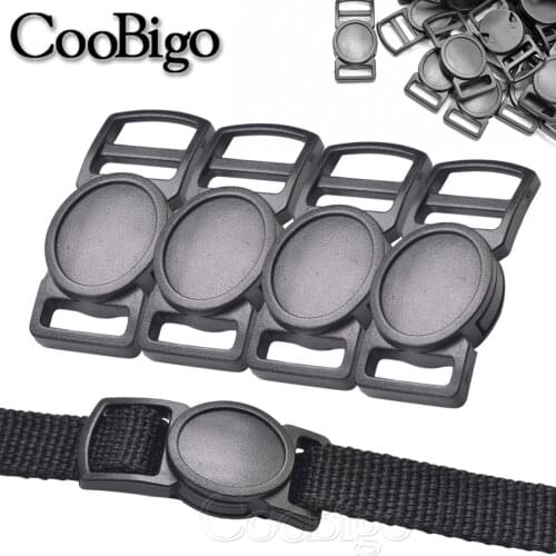 50pcs Black Release Buckles Round Plastic Safety Breakaway for Pets Collar Paracord Bracelet Webbing Apparel Bag Accessories
