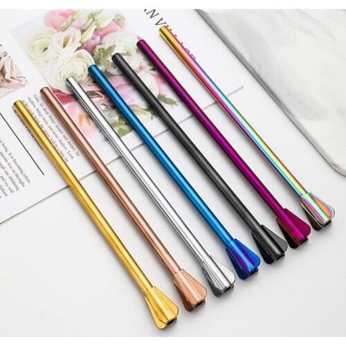 7 pieces of color 304 stainless steel mixing straw dual-purpose tube juice smoothie cocktail mixing straw