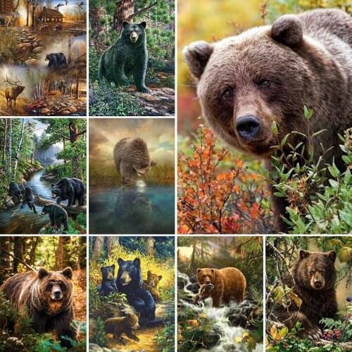 5D DIY Diamond Painting Animals Bear Cross Stitch Kit Full Drill Square Embroidery Mosaic Art Picture of Rhinestones Crafts Sale