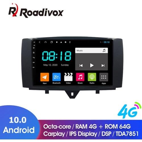 9" Android 10 Car DVD GPS Radio Player For Mercedes Benz Smart Fortwo 2011 RAM 4G ROM 64G Multimedia Navigation Video Head Unit