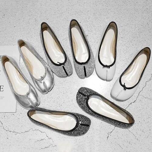 Ballet flat shoes womens shoes sheeps shoes leather shallow mouth sequins ladies shoes soft shoes womens shoes