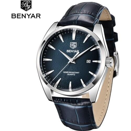 BENYAR BY 5163 Watch Mens Quartz Watch Fashion Simple Trendy Waterproof Business Leather Watch