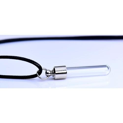 Wishing Bottle 1ml Small Glass Jars Vial Oil Necklace Straight Screw Cap with PU Chain