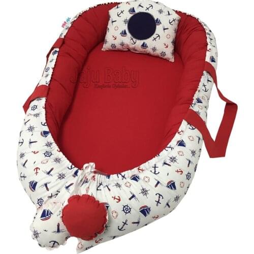 Jaju Baby 100x60 Red Capped Orthopedic Luxury Babynest Maternal Bed Baby Nest