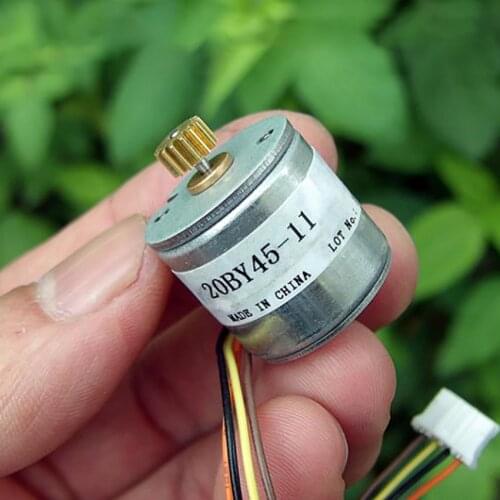 Two-phase Four-wire Photo Printer Stepper Motor with Copper Gear DC 6V 20BY45 Output Shaft 1.45mm Step Angle 18 Degrees