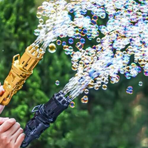 Electric Gatling Bubble Machine 2-in-1 Automatic Gatling Bubble Gun Toys Summer Soap Bubble Blower Magic Wedding Bubble Toy