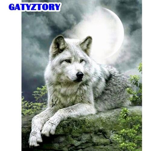GATYZTORY Lonely Wolf Animal Paint By Numbers Kits Handm Painted DIY Gift 60x75cm Framed On Canvas Home Decoration Wall Art