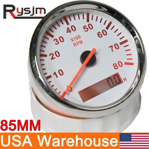 85mm Car Marine Digital Tachometer Gauge W/Hourmeter Waterproof 0-8000 RPM 8K Boat Marine Tacho Meter Gauge LCD 12V Toerenteller