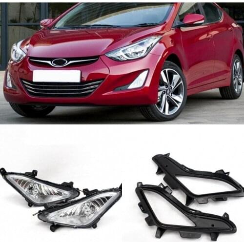 JanDeNing For Front Bumper Halogen Fog Light Lamp+Wiring+Switch Kit For Hyundai Elantra 2014-2016