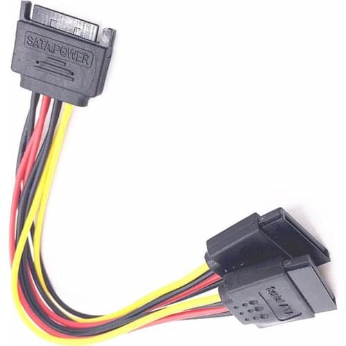 15Pin 20cm SATA Male to Female 2 SATA Splitter Cable Power Adapter Cord Extension Wire Line for HDD Hard Disk Splitter Connector