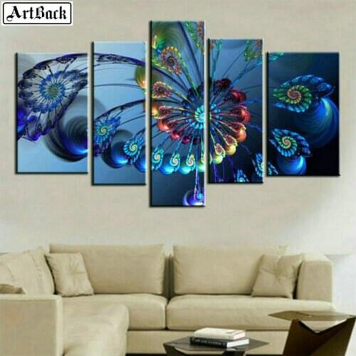 ArtBack five spell diamond painting peacock feather 5d full square landscape diamond mosaic sticker decorative painting