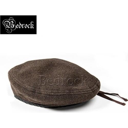 RT Classic tank soldier beret cap men and women hat wool hat literary British brown vintage painter hat