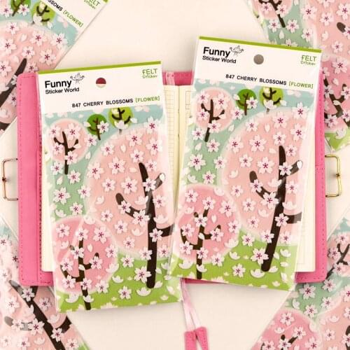 Korea Funny Scrapbooking Non-woven Fabrics Sticker Cherry Bloss Stationery DIY Craft Decoration Home Supplies Suatelier Stickers