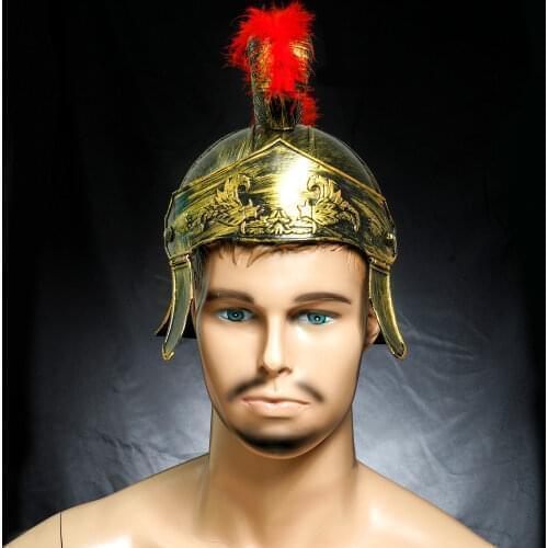 Red Crested Samurai Helmet Men Medieval Armour King Roman Plastic Helmet Spartan Warrior Headwear Cosplay Costume Accessories