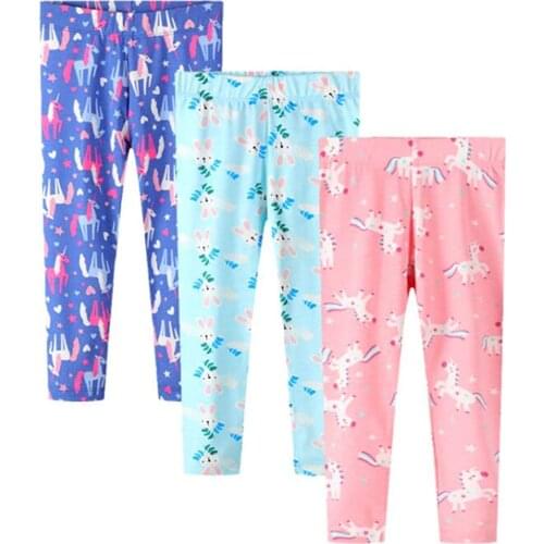 Girls Leggings 3-Pack Set Cotton Casual Solid Stripe Stretch Tights Pants