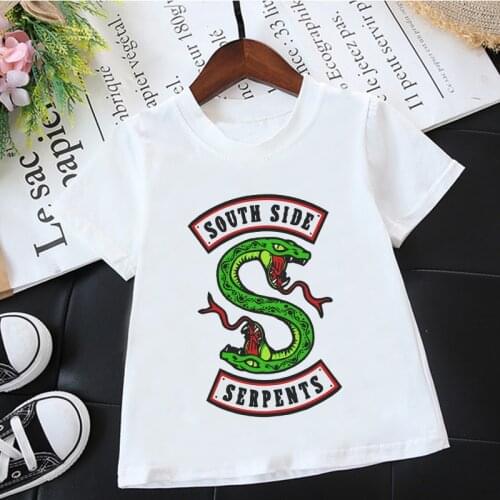 Fashion Korean Boys T Shirts Riverdale South Side Serpents Animal Print Harajuku T Shirt Girl Vintage Baby T Shirts,Drop Ship