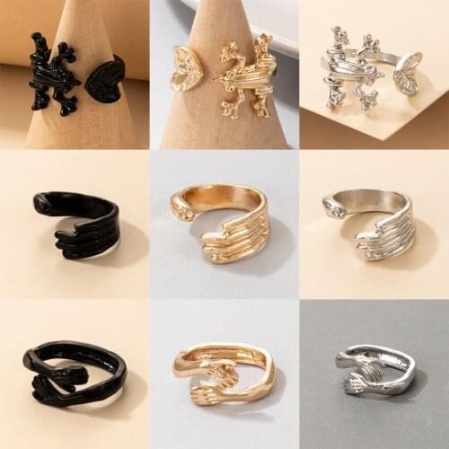 Fashion Animal Metal Rings Womens Hiphop/Rock Diablo Series Palm of Your Hand Hug Lizard Hyperbole Rings Jewelry for Girls
