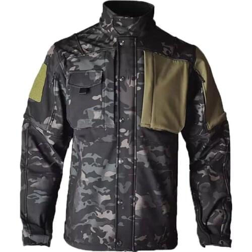 Men Airsoft Softshell Tactical Autumn Winter Warm Camouflage Military Jackets Army Multi-Pockets Patchwork Waterproof Coats