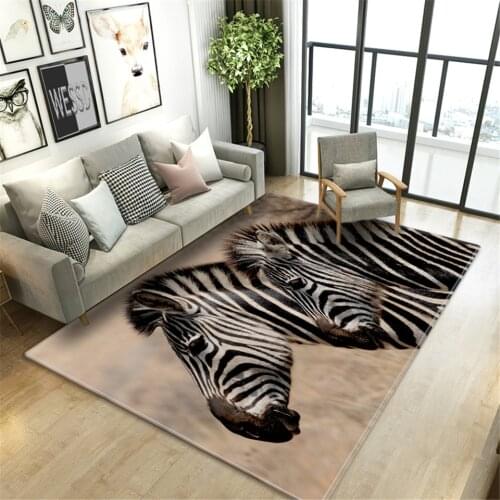 Zebra Carpet Living Room 3D Animal Kids Rug For Bedroom Soft Flannel Sponge Floor Mats Bathroom Toilet Mat Room Decoration