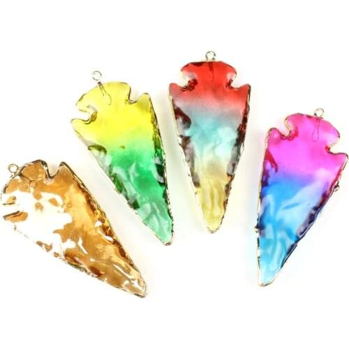 Natural Stone Triangle Crystal Pendant 24x60x6mm Colorful Crystal Edging Pendant for Jewelry Making DIY Necklace Accessories