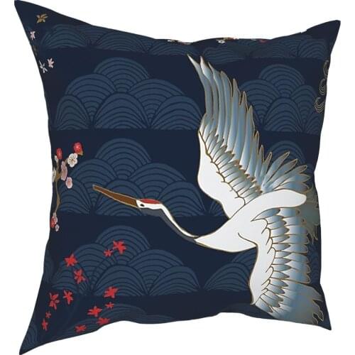 Crane Garden Pillowcase Home Decorative Cranes Birds Nature Cushion Cover Throw Pillow for Home Double-sided Printing Creative