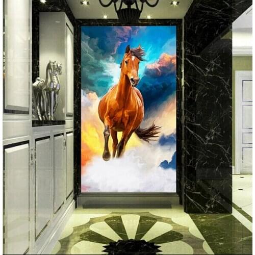 Custom horse wallpaper 3D, oil painting horse for the living room aisle to walk the background wall waterproof fabric wallpaper