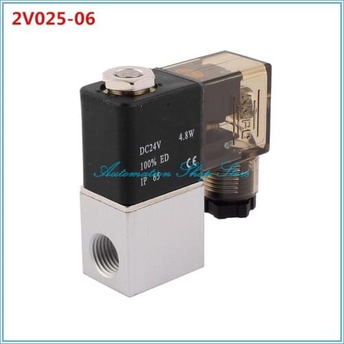 DC12V DC24V AC110V AC220V 2Port 2Pos 1/8" BSP Normally Closed Neutral Electric Pneumatic Solenoid Valve Coil 2V025-06