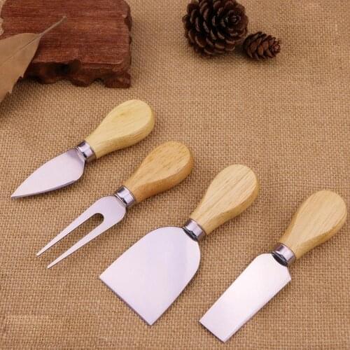 Portable Cheese Shovel Wood Handle Spatula Butter Pizza Dessert Divider Multi-Purpose Knife Fork Western Baking Tool Bakeware