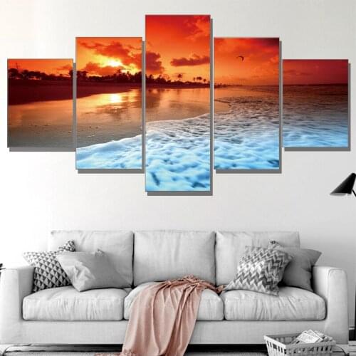 Beach Landscape Poster Picture 5Pcs Seascape Wall Pictures For Living Room Wall Art Canvas Painting Posters And Prints