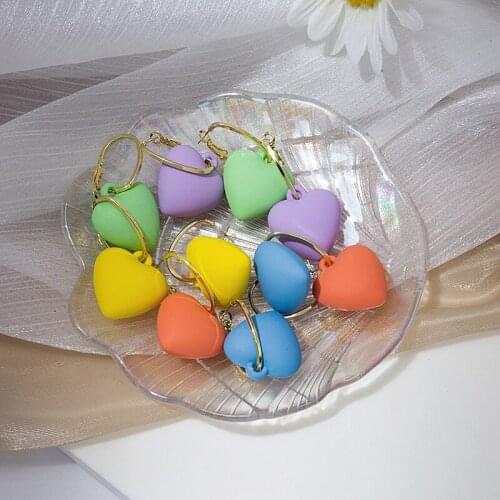 Fashion Vintage Big Heart Pendant Earrings For Women Girls Retro Statement Geometric Charms Stud Ear Jewelry Party Gifts