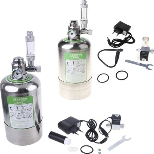 Aquarium DIY CO2 Generator System Stainless Steel Bottle Tools with Pressure Gauge Automatic Pressure Relief Valve Bubble