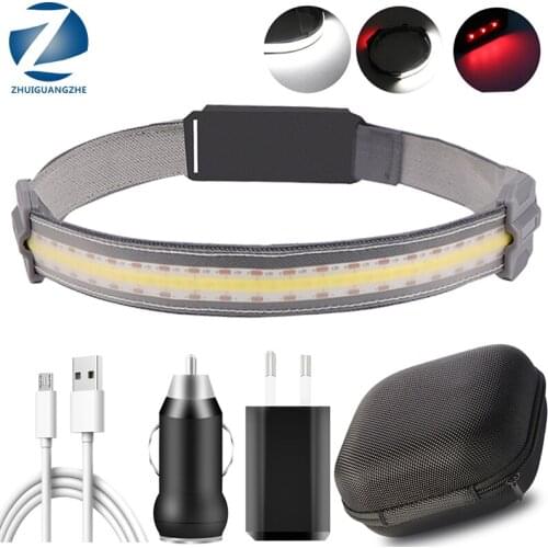 COB Led Headlamp SMD2835 Built-in Battery USB Rechargeable Headlight Head Waterproof Lamp White Red Lighting For Camping Working