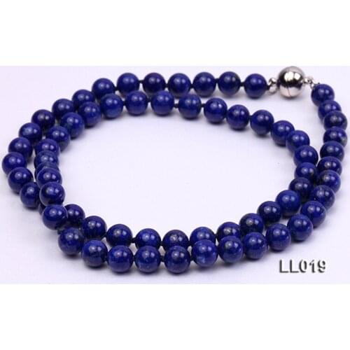 Unique Pearls jewellery Store Perfect Round 8mm Blue Lapis Necklace 45cm Lapis Jewellery Magnet Clasp Charming Women Gift