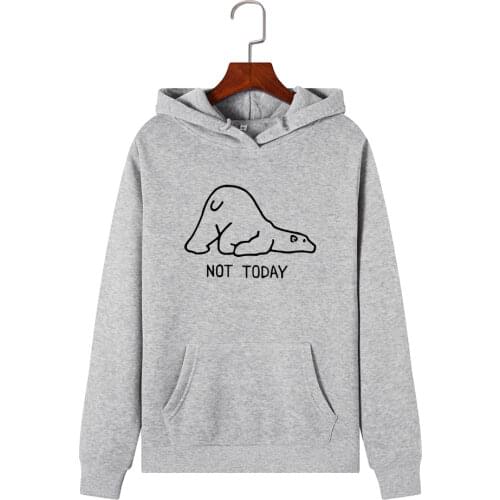 Women Hoodies Sweatshirts Hooded Sweatshirt Cute Polar Bear Not Today Print Autumn Winter Plus Size Pullover Female Hoodie Tops