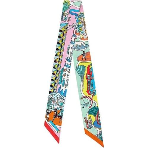 World Expo Luxury Brand Ladies Scarf Fashion Beach Scarf Shawl Variety Tied Bag Handle Small Ribbon Womens Turban Headband BS58