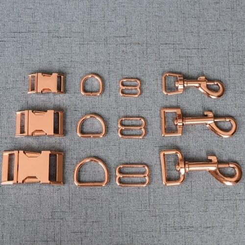 1 Set 15mm/20mm/25mm Webbing Metal D Ring Buckle Hardware Adjuster Clip Hook Dog Collar Leads Paracord Craft Article Clasp