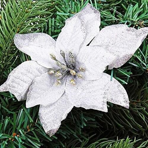 1 PC 13cm Christmas Artificial Flowers Gold Side Xmas Tree Decorations Wedding Party Decor Ornaments