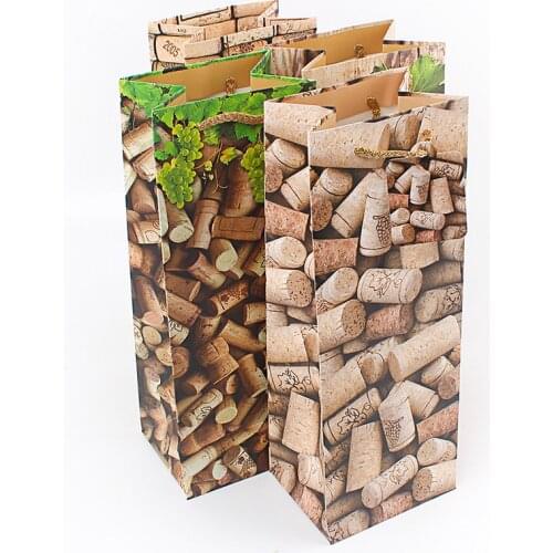 12pcs Creative gift packaging bags wine package pocket single wine bottle paper bag wedding party favor decoration pouch