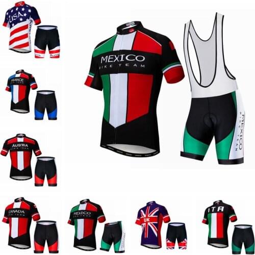 2020 Mexico US cycling jersey sets Mens Bike jersey bib shorts suit MTB Shirts Team Maillot Ciclismo Mountain road bicycleTop