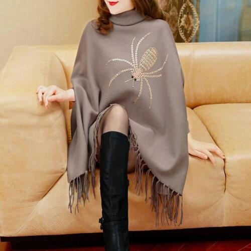 2020 Good Quality Autumn And Winter New Fringed Cape Large Size Knitted Jacket Loose Thin Fashion Knitted Cape Shawl