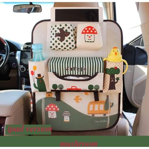 Car Organizers for Kids Lovely Cartoon Oxford Colth Car Backseat Bags Multi-function Snack Ipad Inflatable Bag Car Accessories