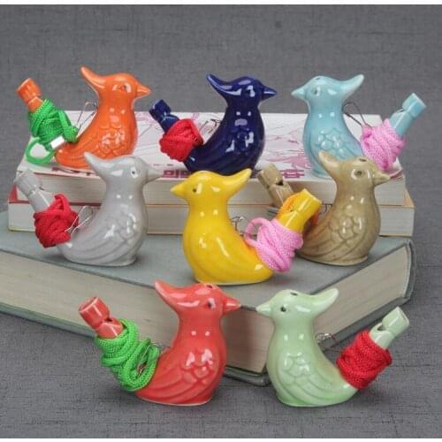 Free Shipping 300pcs/lot Bird Shape Whistle Children Ceramic Water Ocarina Arts And Crafts Kid Gift For Many Styles