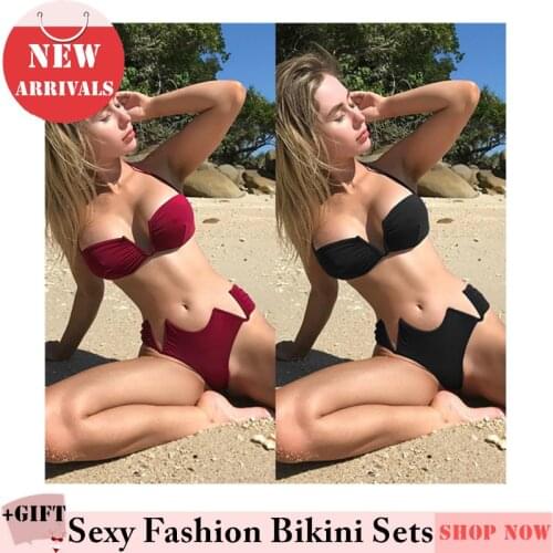 Women Sexy Bikini Swimsuit Underwire Gather bikini Strapless V type Backless Split Female Bathing Thong G-String beach wear