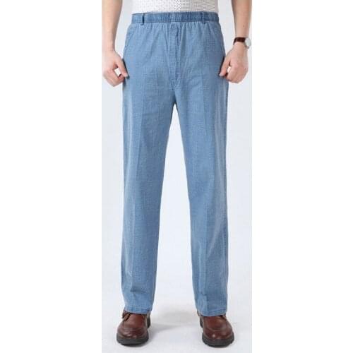 Mens High Waist Trausers Summer Pants Clothing Novelty 2020 Linen Loose Cotton Elastic Band Thin Work Vintage Wide Legs Pants