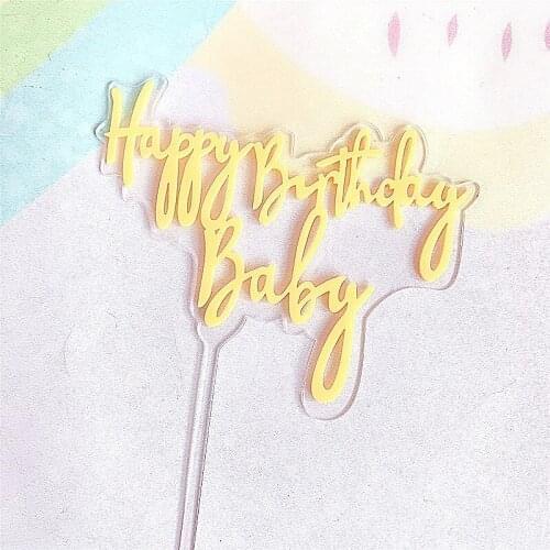 Birthday Cake Topper Supplies for Kids Birthday Party Cake Decorations INS Acrylic Baby Happy Birthday Cake Topper Candy Color