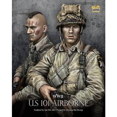 1/10 U.S 101 AIRBORNE Two heads Resin Figure Bust GK Military subject matter Uncoated No colour
