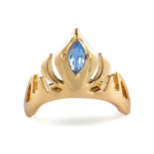Gold Color Elsas Crown Ring Vintage Classic Jewery Rings Gift for Girls Elas Cosplay Costume Cartoon Blue Jewelry Ring Women