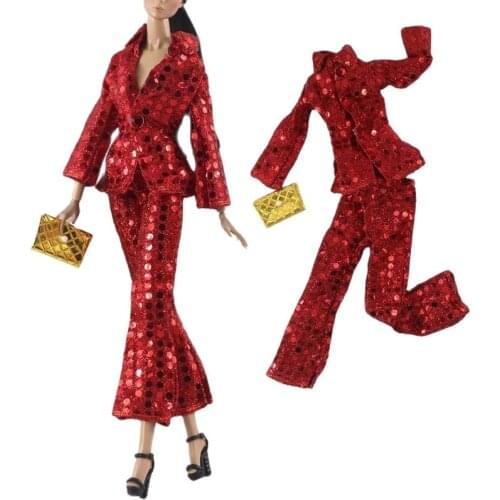 Suits, suits, red sequined clothes for Barbie 1/6 30cm BJD FR Doll Clothes Accessories Play House Toys Gift