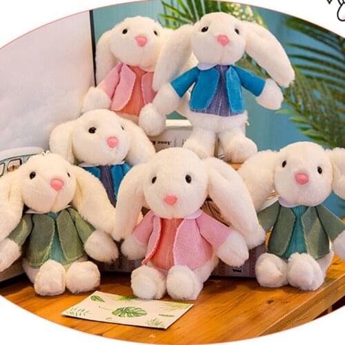 26cm Cute Long Ear Rabbit Plush Doll White Soft Toys with Dress Gift For Children Rabbit Sleeping Mate Stuffed Plush Animal Toys